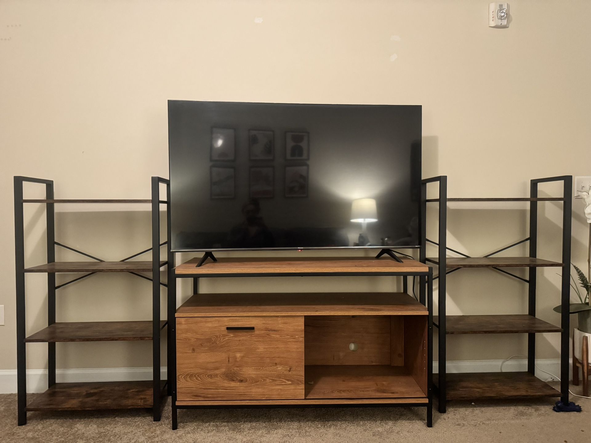 TV Stand + (Qty 2) 4 tier Bookshelf 