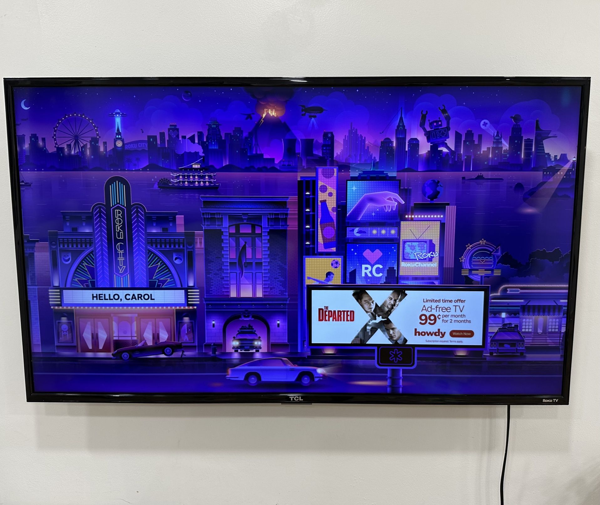 TCL 43” Smart LED TV – With A Wall mount– Great Condition