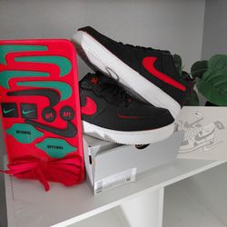 Nike Air Force 1 Mid Black Red Sneakers