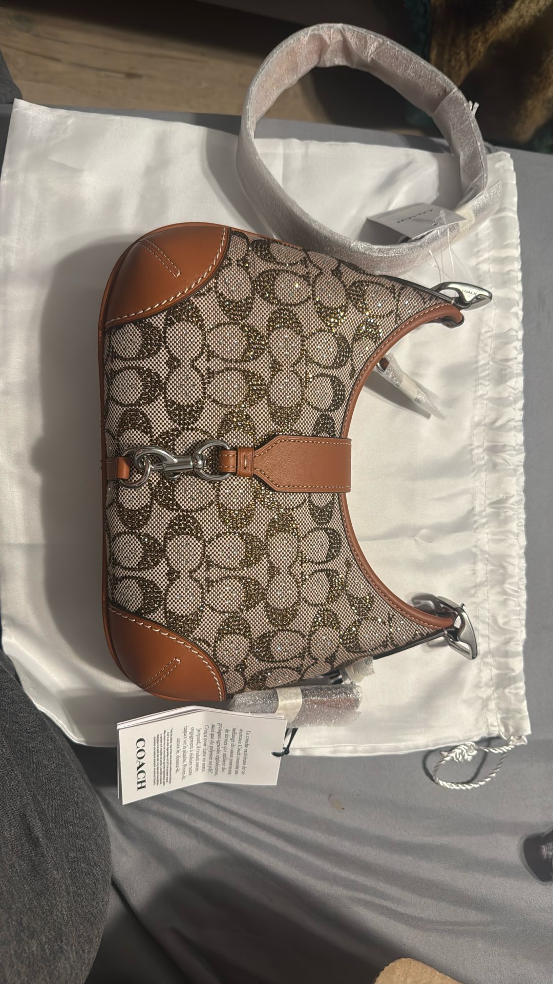 Hamptons Hobo Bag In Crystal Signature Jacquard