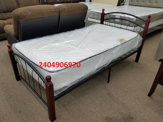 New stock twin size platform bed frame with twin mattress special