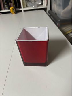 Red glass vase or candle holder