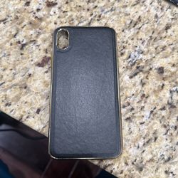 For sale: $5 Iphone Xs Max, Black, Leather And Gold Case