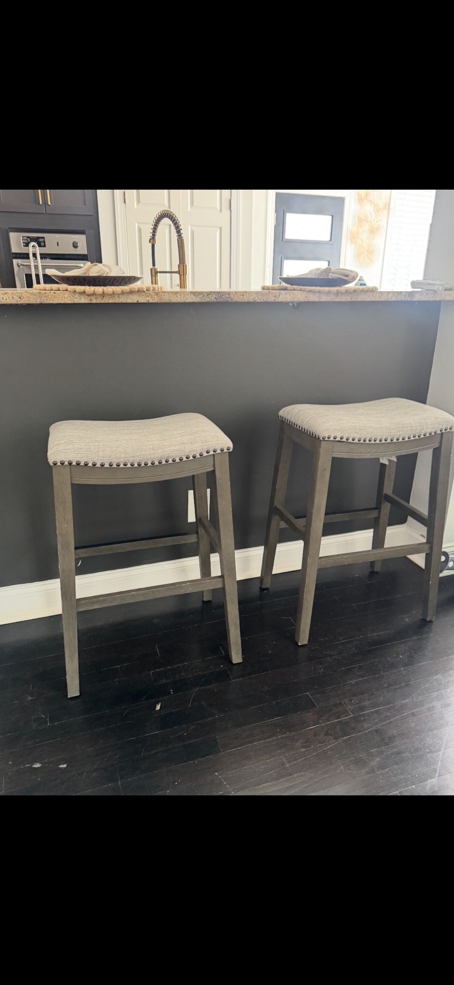 Set of 2 Backless Upholstered Bar Stools(2) 45$