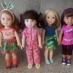 Set 4 WELLIE WISHER DOLLS AMERICAN girl Wishers Doll 