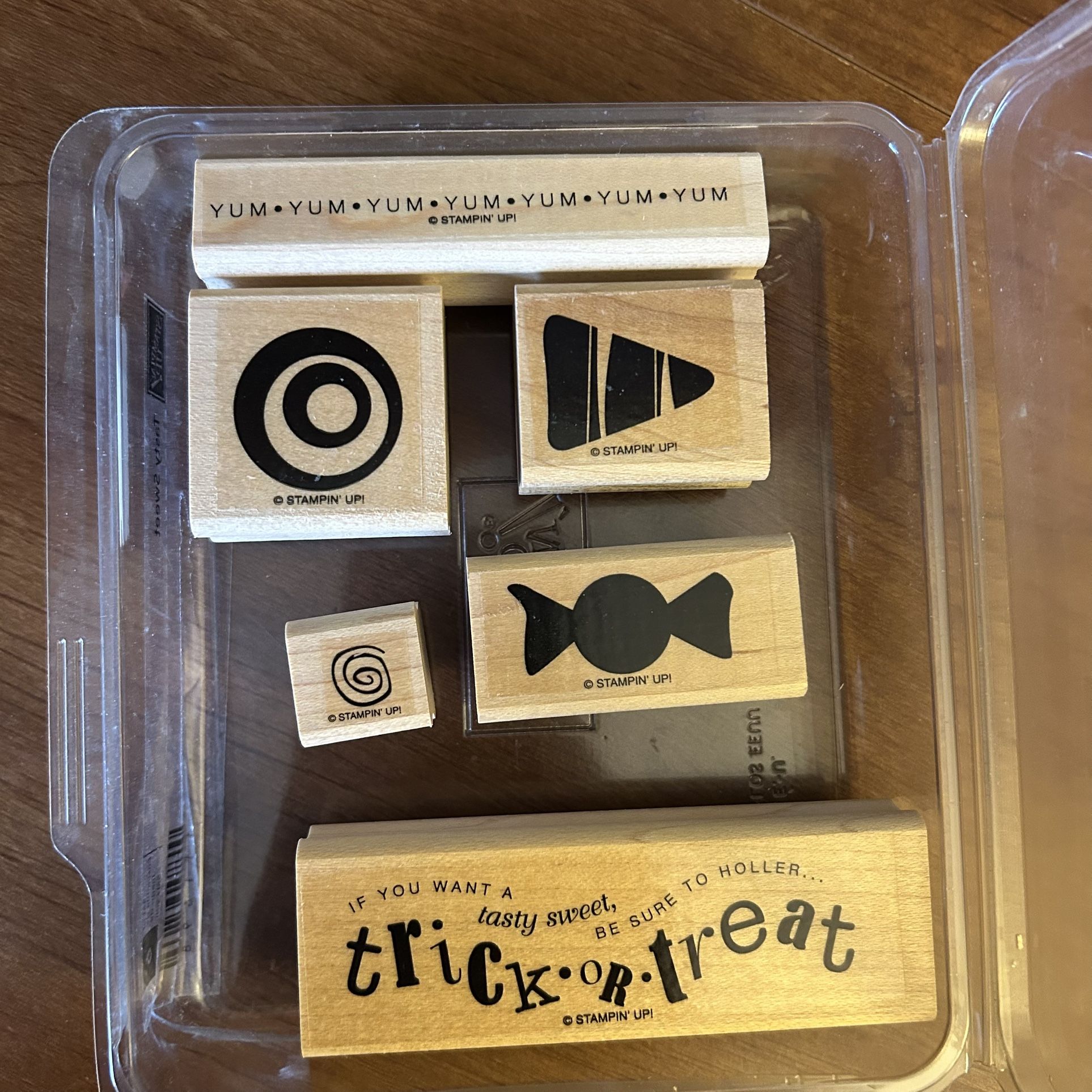 🍬 Stampin’Up! • “Tasty Sweet” Wood Mounted Rubber Stamp Set (6pcs)
