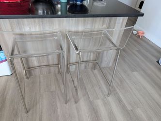 Counter Stools, Clear Acrylic with Nickel Legs, Set of 2 from CB2