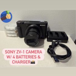 Sony ZV-1 Camera Bundle w/ 4 Batteries & Charger📸