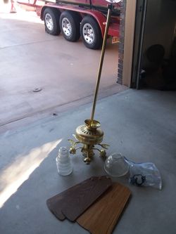 Ceiling fan 3 foot pillar. Brass finish, complete