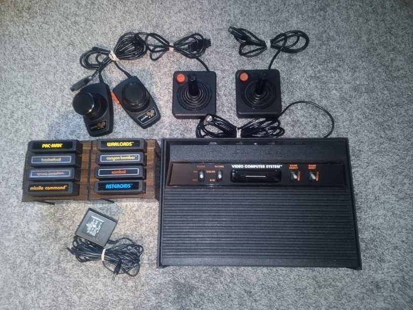 Atari 2600 Vader Console + 8 Games Tested and Working See Pics 