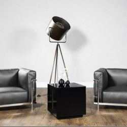 Black glass square end table
