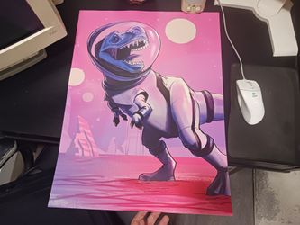 Custom Pink Poster Dinosour In Space New
