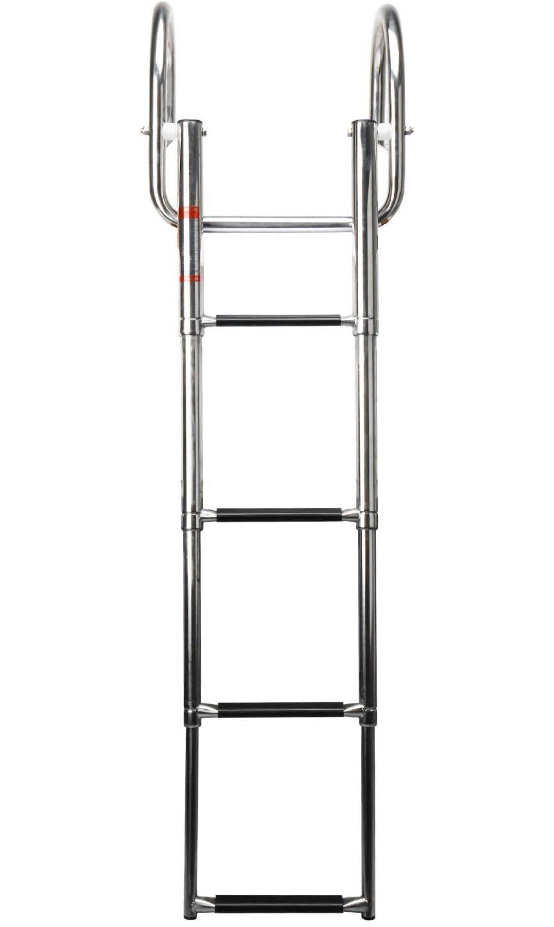 Stainless Steel in-Board 4 Steps Telescoping Ladder Folding Dock Ladder for Marine Boat Yacht Swimming Pool 550lbs Capacity