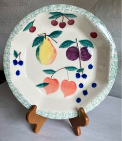 Vintage Hartstone Pottery “Fruit Salad” Stoneware Pie Plate