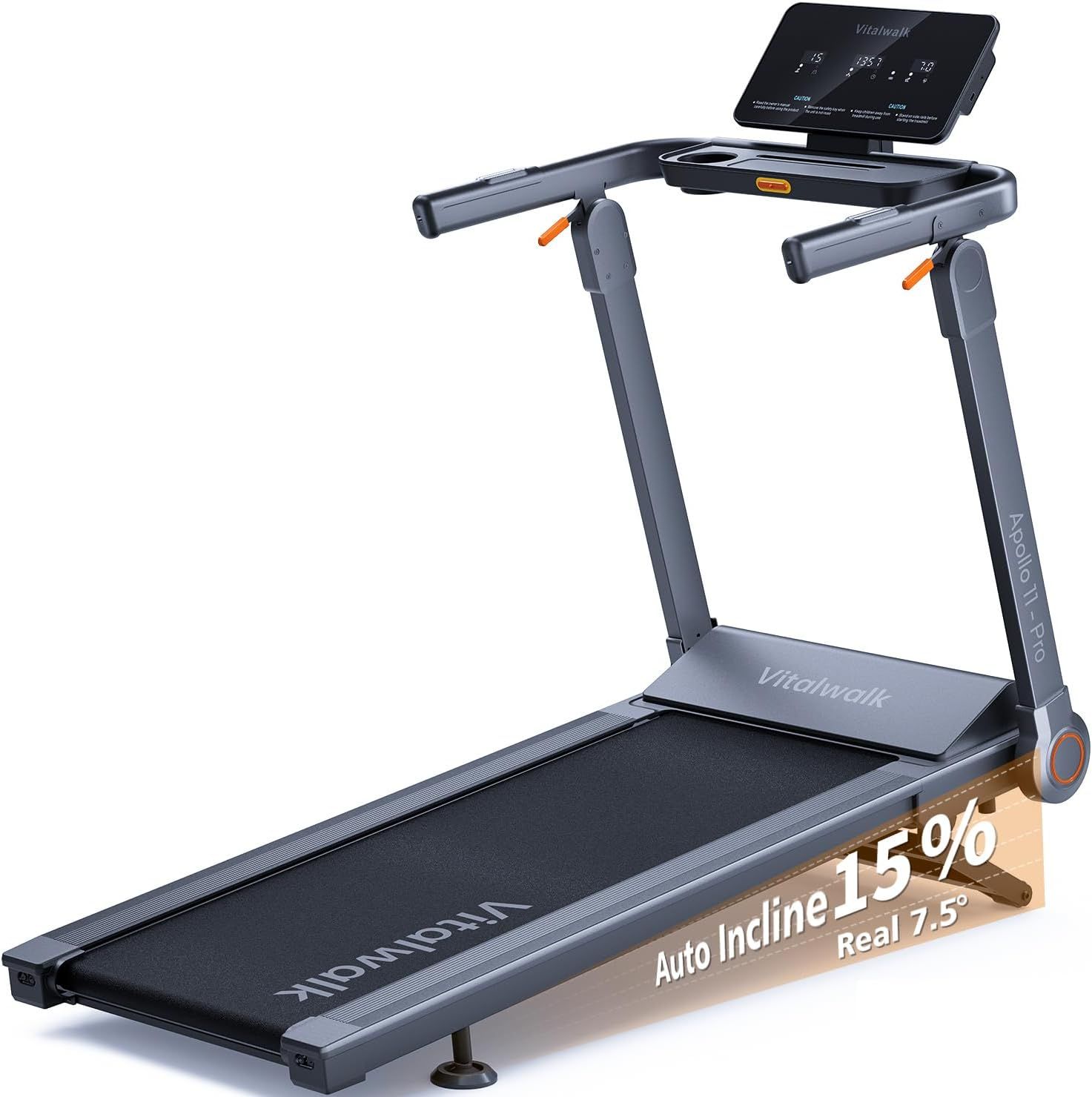 Foldable Treadmill with 15% Auto Incline & 10MPH - Commercial 3.5HP Brushless Quiet,