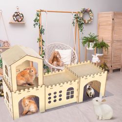 Extra Large Wooden Rabbit Bunny House For Bunnies And Hamsters