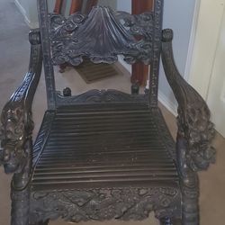Hand Carved Antique Rocking Chair 