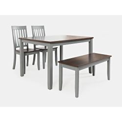 Decatur Lane Grey/Autumn Brown Dining Table, (2) Chairs, Bench