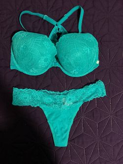 Teal Lace Bra and Thong Set