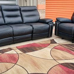 ⚠️ Nailhead 3-Piece Leather Recliner Set ⚠️