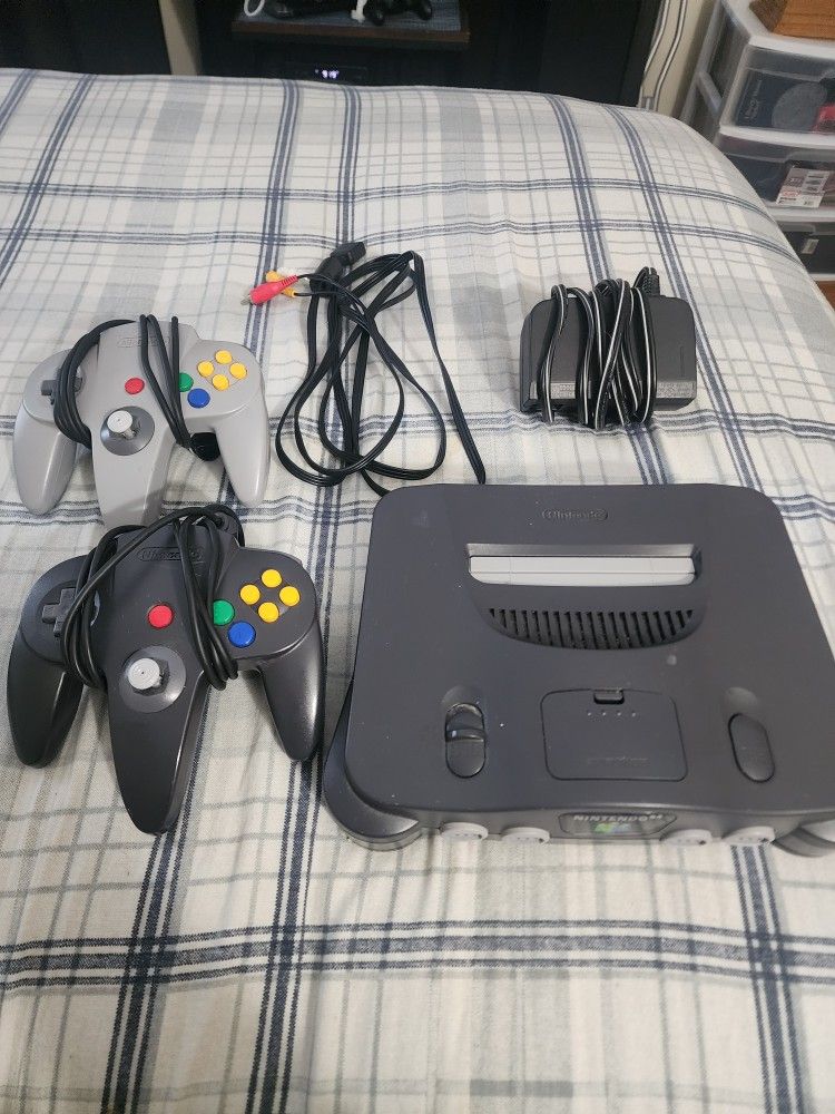 N64 Console With Controllers And Cords Games And Accessories