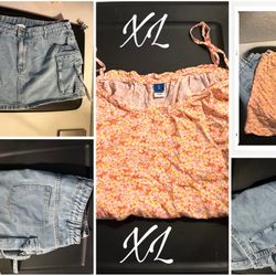 Jean Skirt With Blouse 