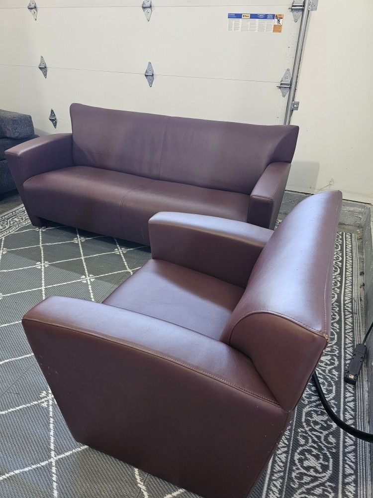 sofa and armchair made of artificial leather