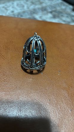 Vintage silver tone birdcage pendant