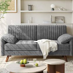 64.5" Loveseat Sofa, Chenille Loveseat Couch for Living Room, 23.2" Deep Seat Love Seat with Padded Arms, Comfy Modern Small Couches for Bedroom, Smal