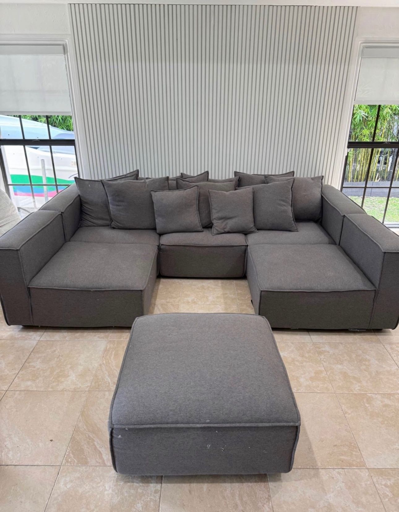 Large 6 piece modular cloud couch Grey