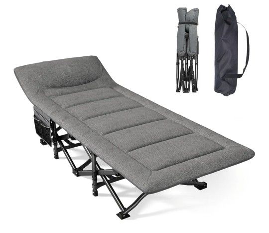 BRAND NEW
Camping Cot, Folding Cot Bed for Adults with Built-in Mattress and Pillow, Portable Outdoor Sleeping Cot for Camping and Travel, with Carry