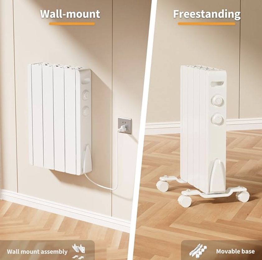 Fierscial 800W Electric Wall Mount or Portable Smart Convection Space Heate