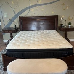 Cal Size Bed And Mattress With 2 Side Tables 