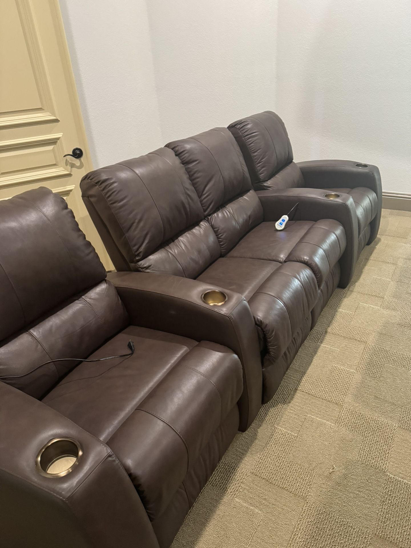 Leather Electric Recliner Sectional Couch