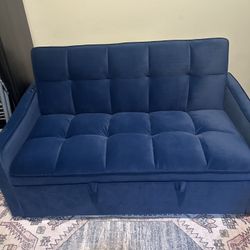 Blue Love Seat That Makes Into Bed