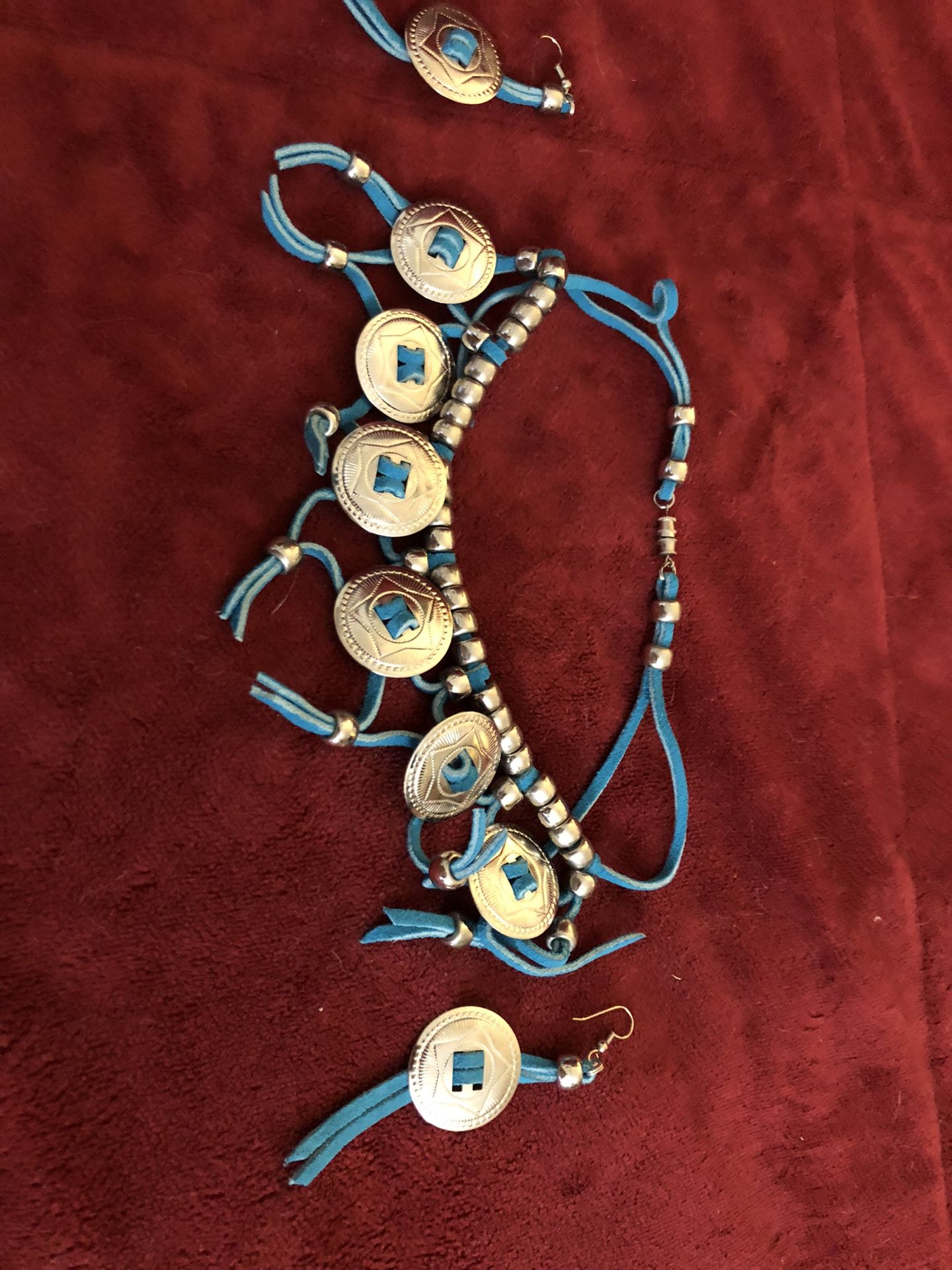 Native Turquoise Choker And Earrings