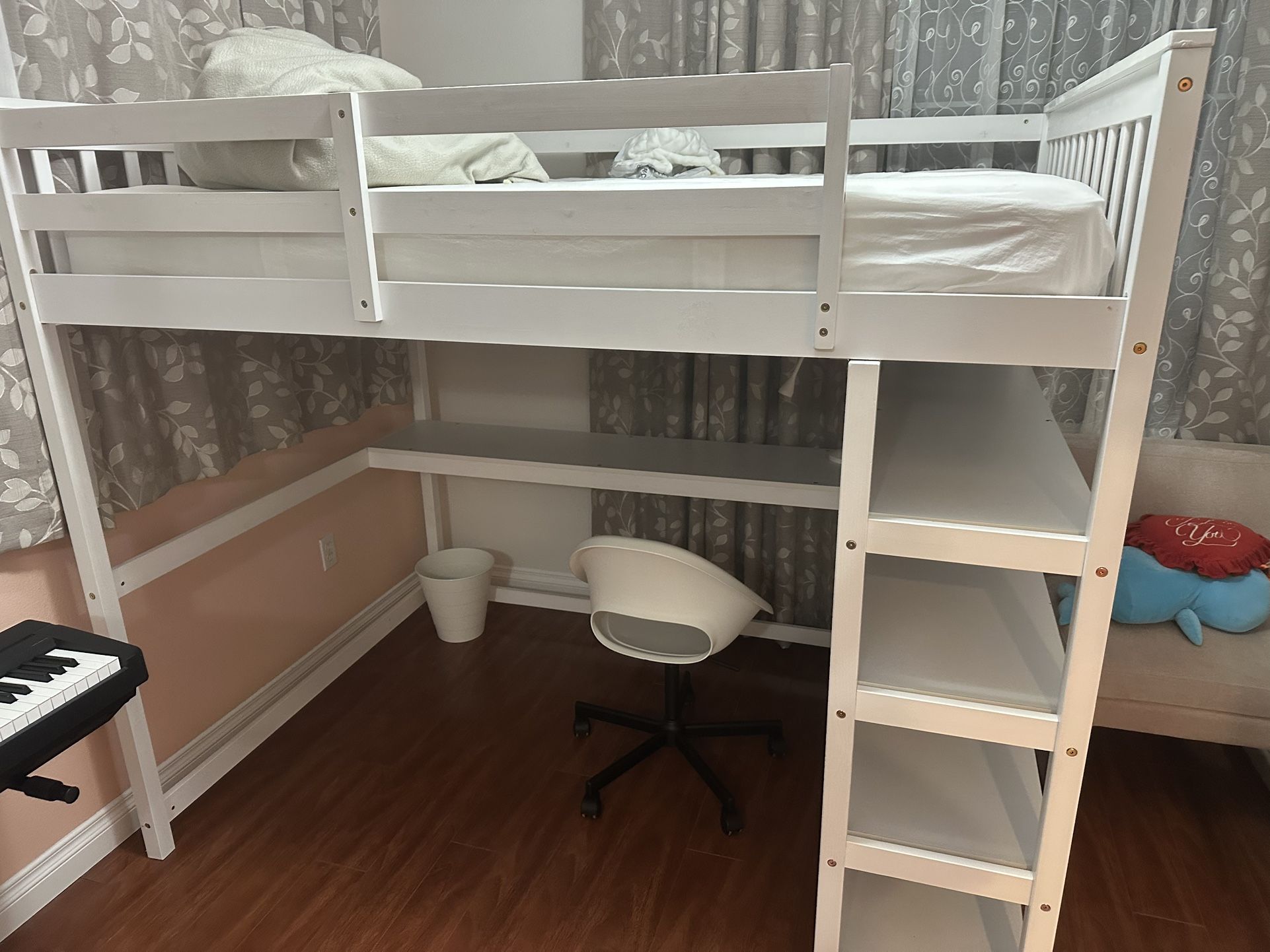 Bed with desk