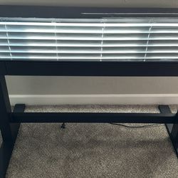 48″ x 24″ Twin Star Black Glass Height Adjustable Programmable Standing Desk with Center Drawer