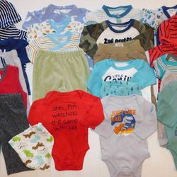 Baby Boys Clothes Lot 0-3 Month Winter Shirts Pants Jackets Romper Pjs