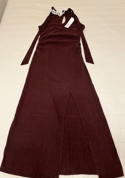 Zara linen blend chain halter dress