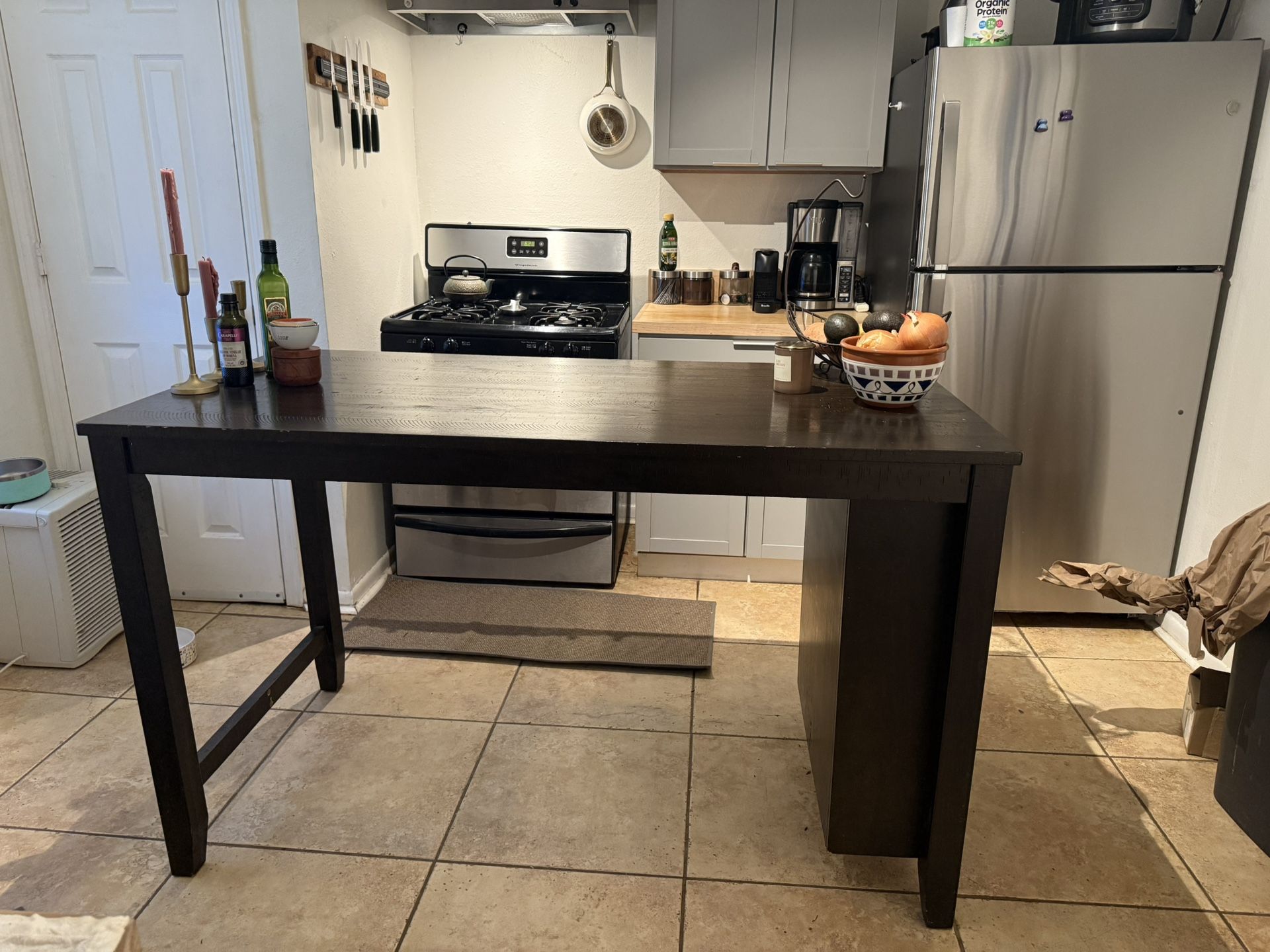 Wood Dining Table w/ Built in Rack