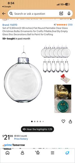 flat disc-shaped glass ornament commonly used for DIY holiday crafting projects $15 per box