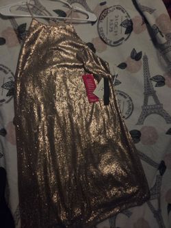Halston gold sequined cocktail dress