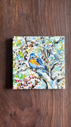 Local Artist  - Original Art - Little Bird on mini canvas