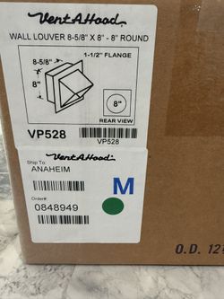 Vent-A-Hood 8” Wall Exhaust Louver 