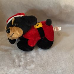 Dan Dee Dog in Santa Suit Outfit Stuffed Animal Plush Toy 7" Black Brown puppy