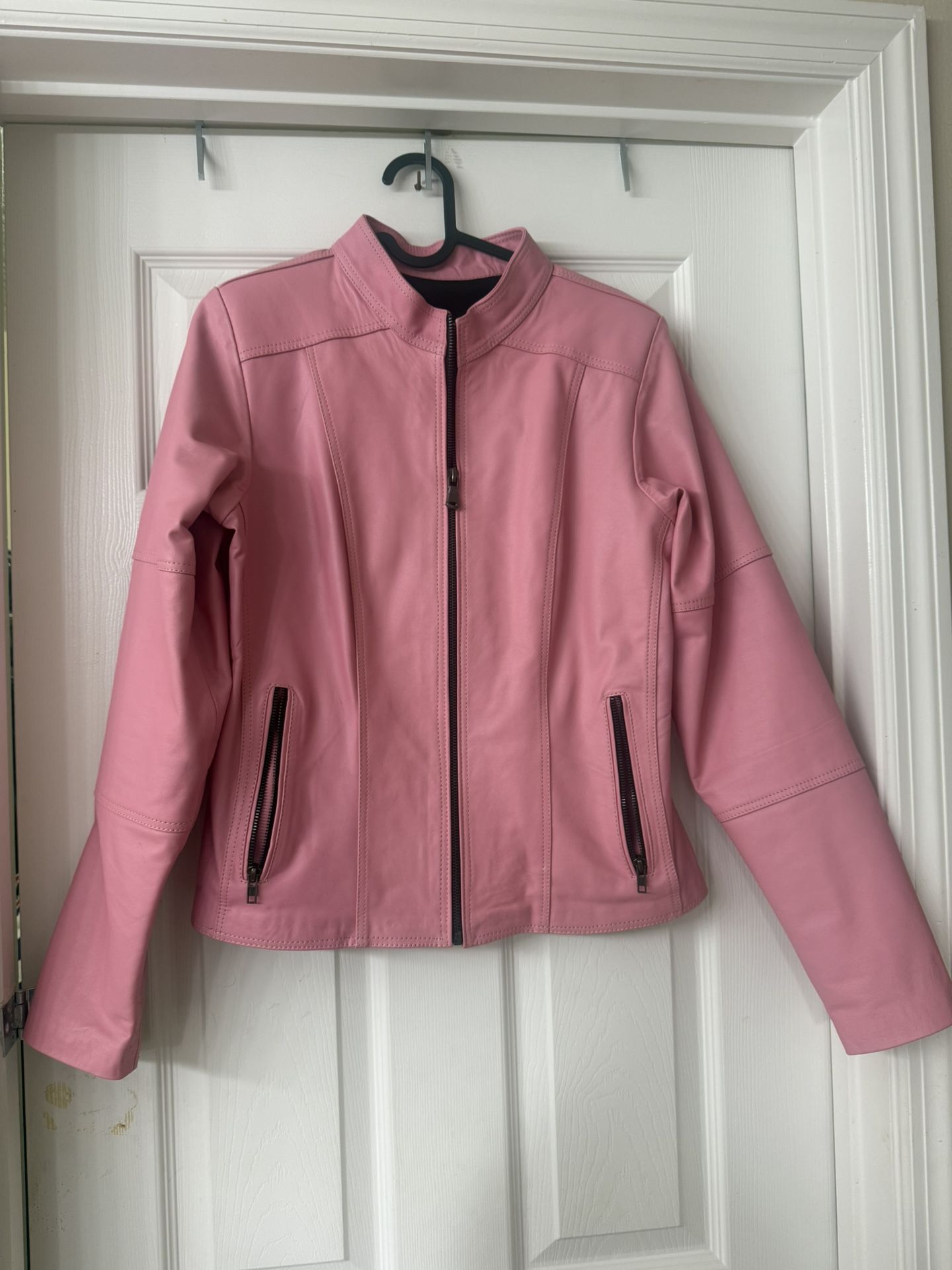 Pink Leather Jacket Size Small
