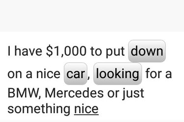 $1000 down, looking for a BMW or Mercedes