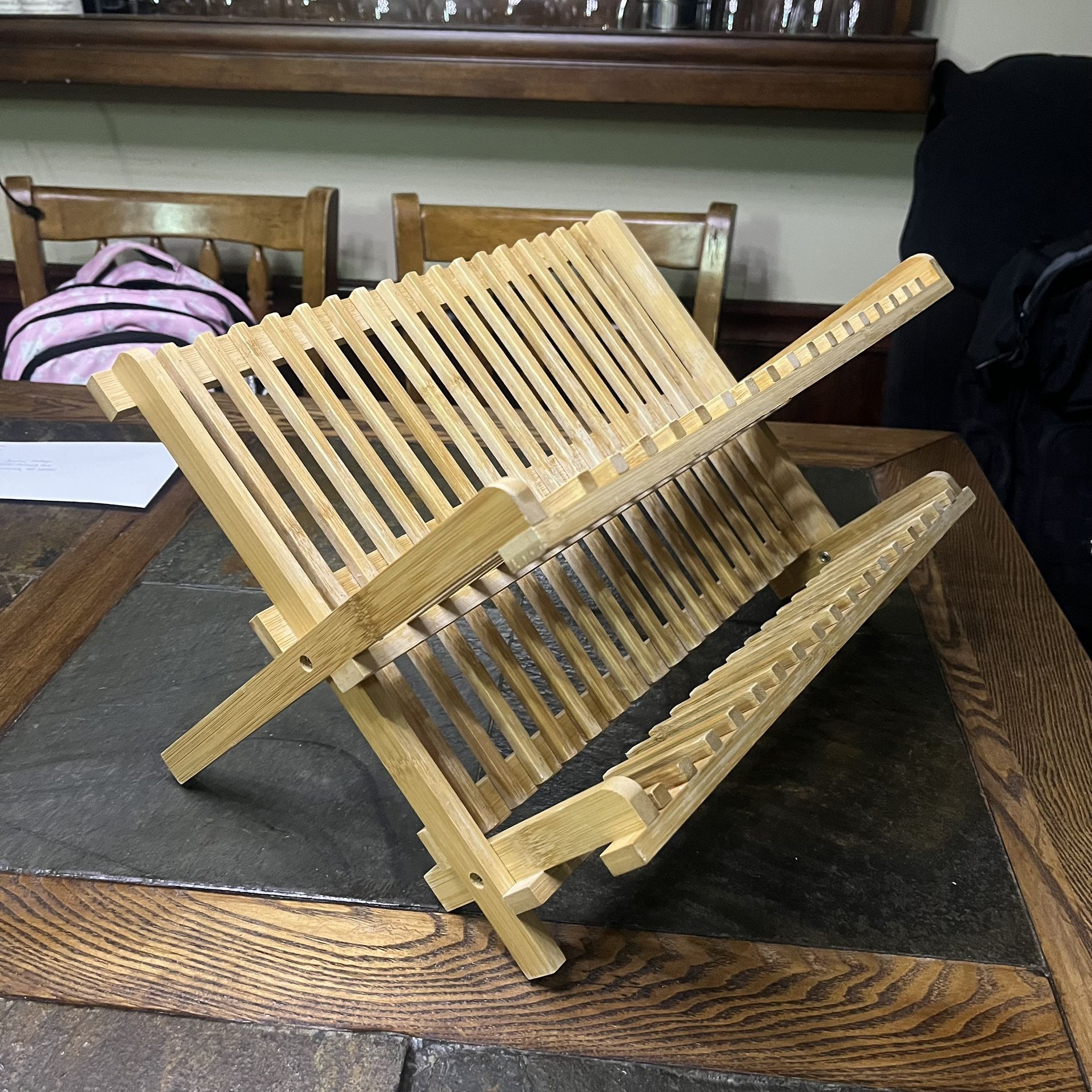 Wooden foldable dish drying rack