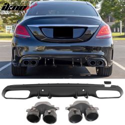 Fits 2015-2021 Benz C-Class C300 C400 2019 Facelift C43 Rear Diffuser + Exhaust Tip